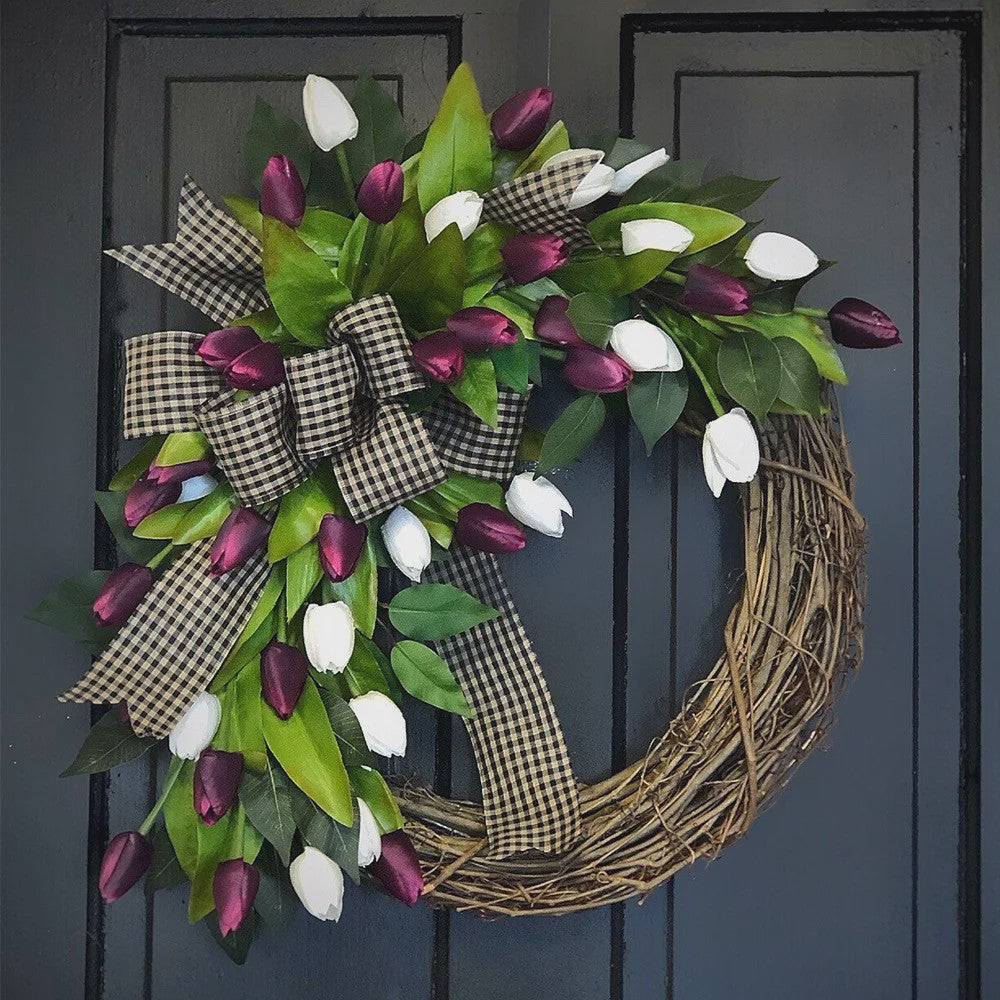 Luxe Tulpen Krans - Voorjaar & Feest Decoratie - Deurhanger
