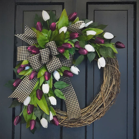 Luxe Tulpen Krans - Voorjaar & Feest Decoratie - Deurhanger