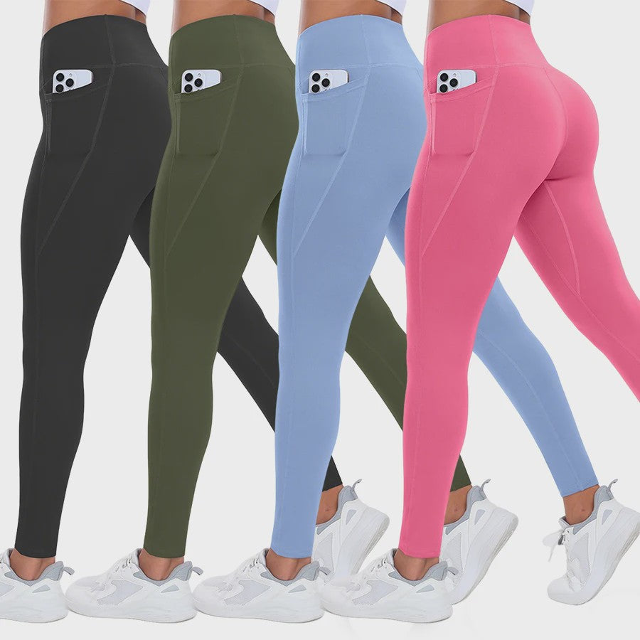 Dames Yogabroek met Zakken: Hoge Taille, Billenlift & Buikcontrole voor Fitness en Sport