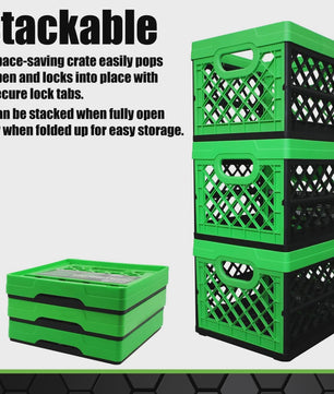 Opvouwbare Stapelbare Opbergkrat Groen - 23 Liter - Heavy Duty Plastic