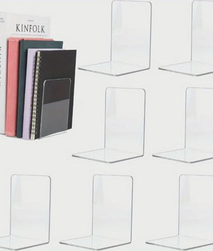 Set van 4 of 8 Stuks Transparante Acryl Boekensteunen voor Bureau & Opslag