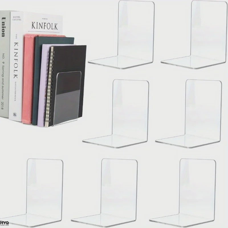 Set van 4 of 8 Stuks Transparante Acryl Boekensteunen voor Bureau & Opslag