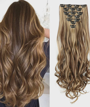 Clip-in Haarverlenging 7 Delig - 55cm Lang Krullend Synthetisch Haar