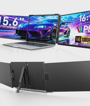 15.6" Triple Screen Extender: 2x FHD IPS Externe Monitors voor Laptops (13-17")