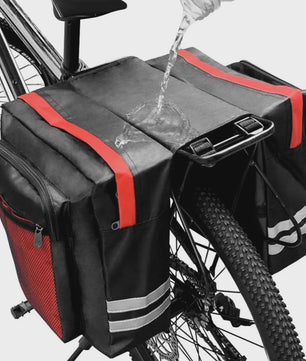 Dubbele Waterdichte Fietstas Achterdrager 30L - Ideaal voor Lange Fietstochten met Reflecterende Details
