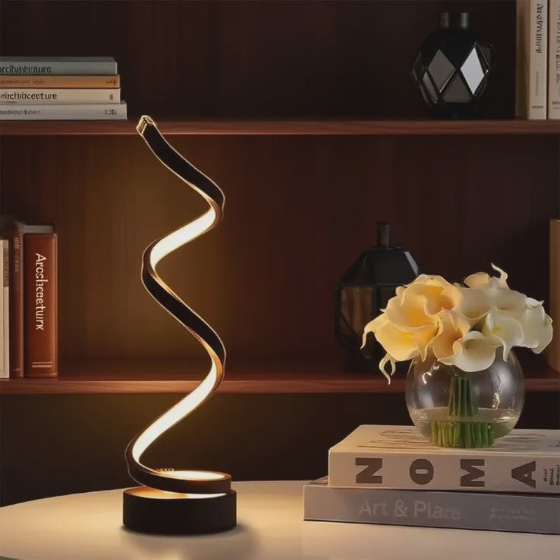 Moderne LED Spiral Tafellamp - 3 Kleurtemperaturen, Dimbaar, USB