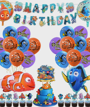 Nemo & Dory Verjaardagsdecoratie Set: Ballonnen, Banner & Cake Topper