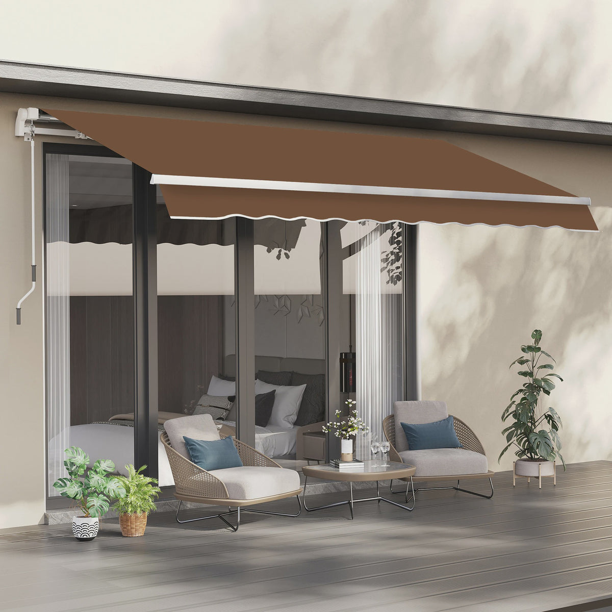 Uitschuifbare Handbediende Zonwering Luifel 295x245 cm met Slingslinger