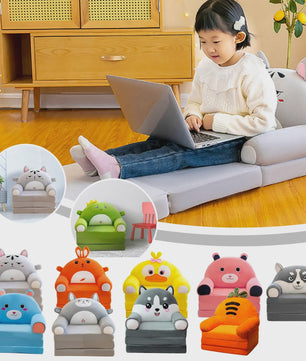 Pluche Kinder Sofa Bed - Opvouwbaar en Dubbelzijdig Plezier in Leuke Cartoon Vormen