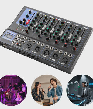 Professionele 7-Kanaals Audio Mixer voor DJ's, Live Studio & Muziekproductie