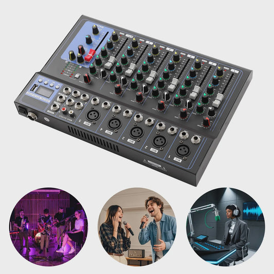 Professionele 7-Kanaals Audio Mixer voor DJ's, Live Studio & Muziekproductie