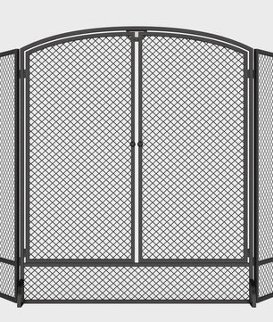 Homcom Vlammendeksel Haard 3 Panelen 122x75 cm Zwart - Veilig en Stijlvol
