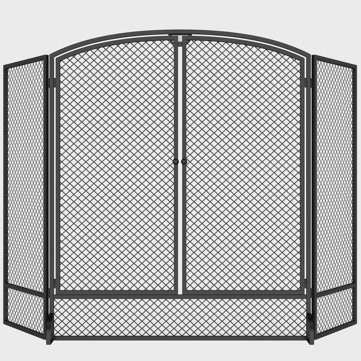 Homcom Vlammendeksel Haard 3 Panelen 122x75 cm Zwart - Veilig en Stijlvol