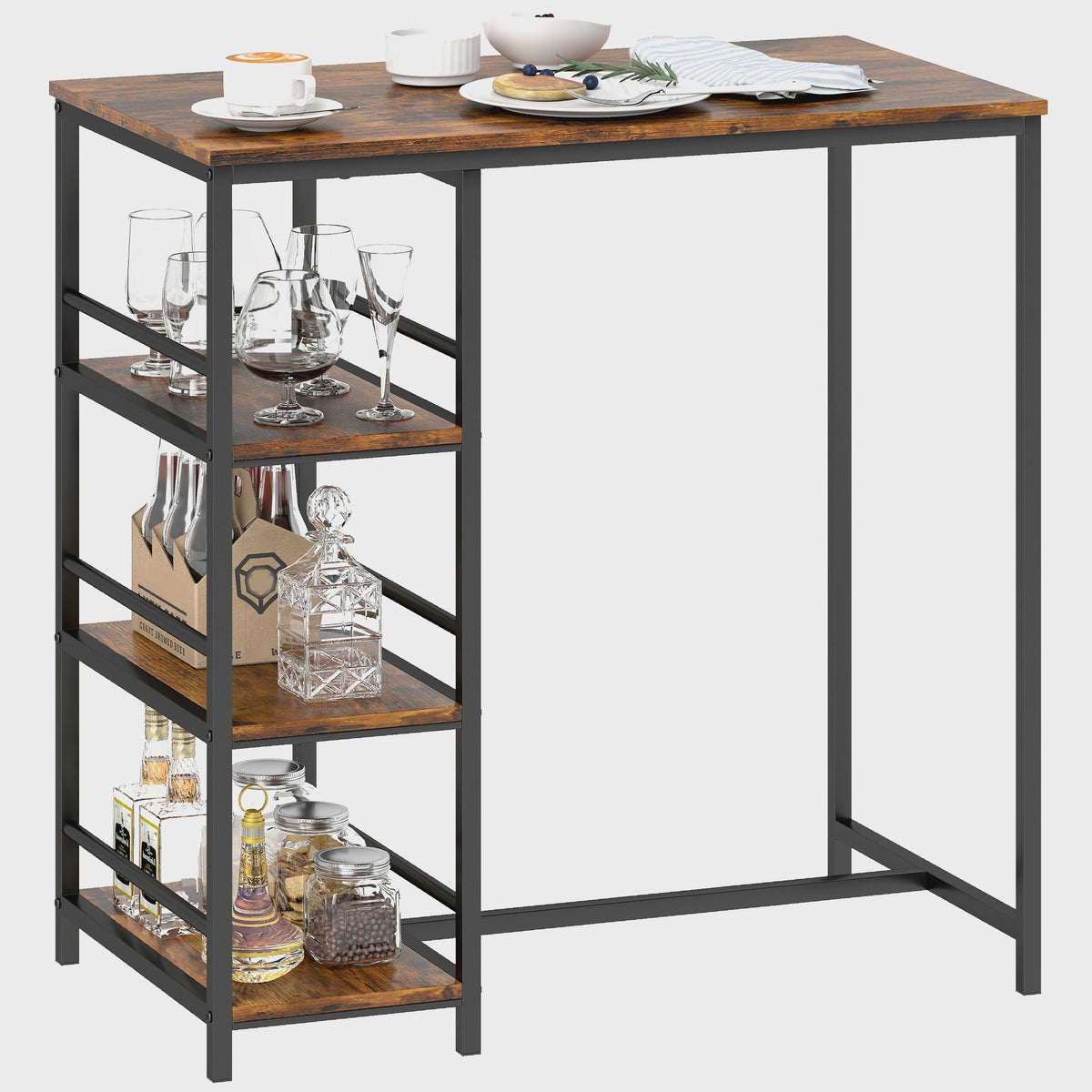 Stijlvolle Bartafel met 3 Opbergplanken - Keuken en Eetkamer