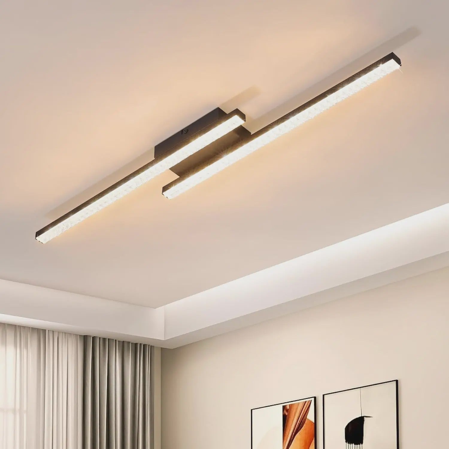 Moderne LED Plafondlamp Zwart Kristal 61.5cm - Warm Wit 3000K