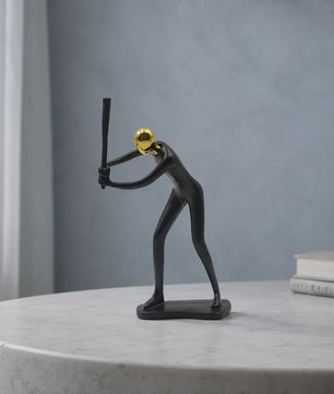 Moderne Mens Sculptuur met Gouden Hoofd - Decoratieve Figuur voor Huis en Bureau