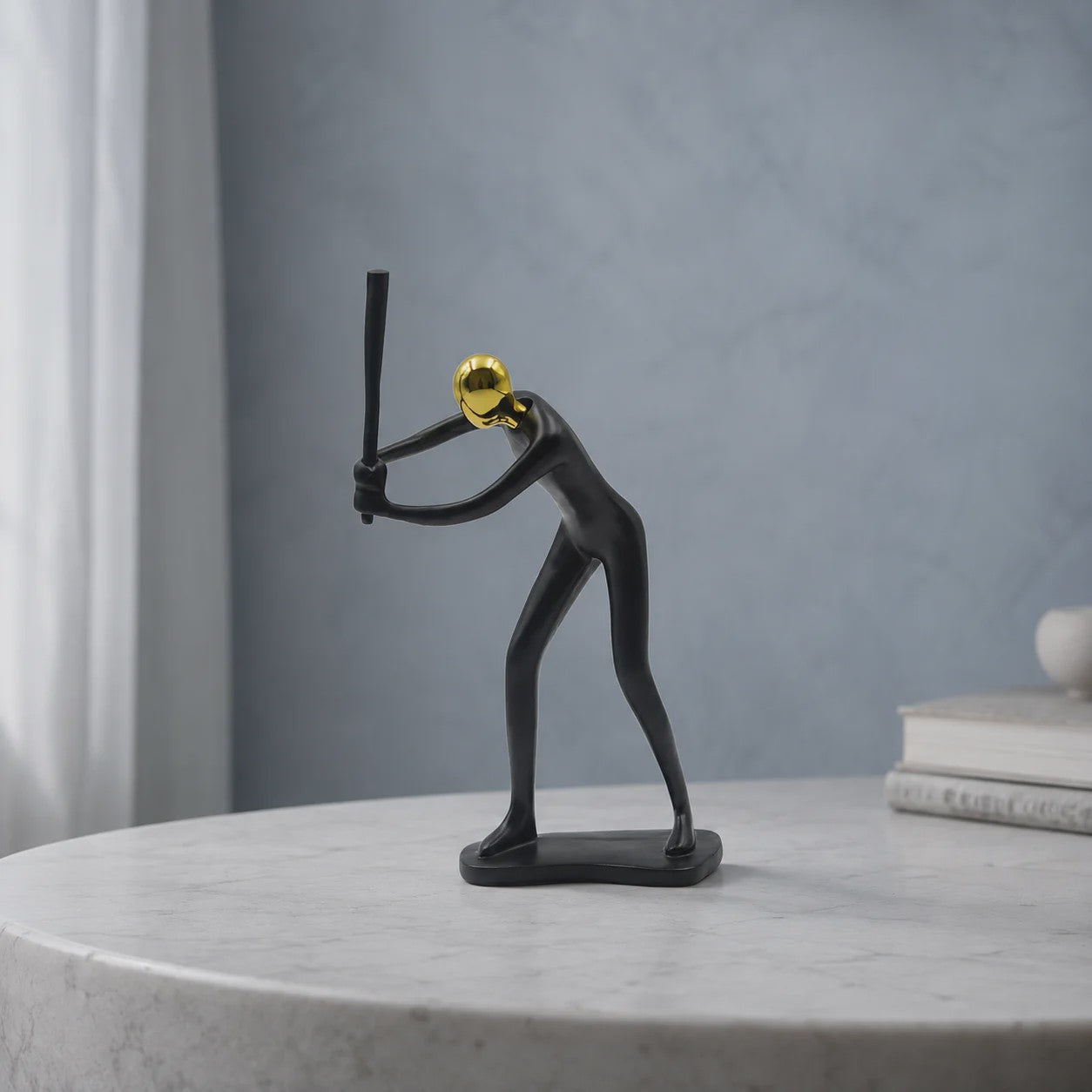 Moderne Mens Sculptuur met Gouden Hoofd - Decoratieve Figuur voor Huis en Bureau