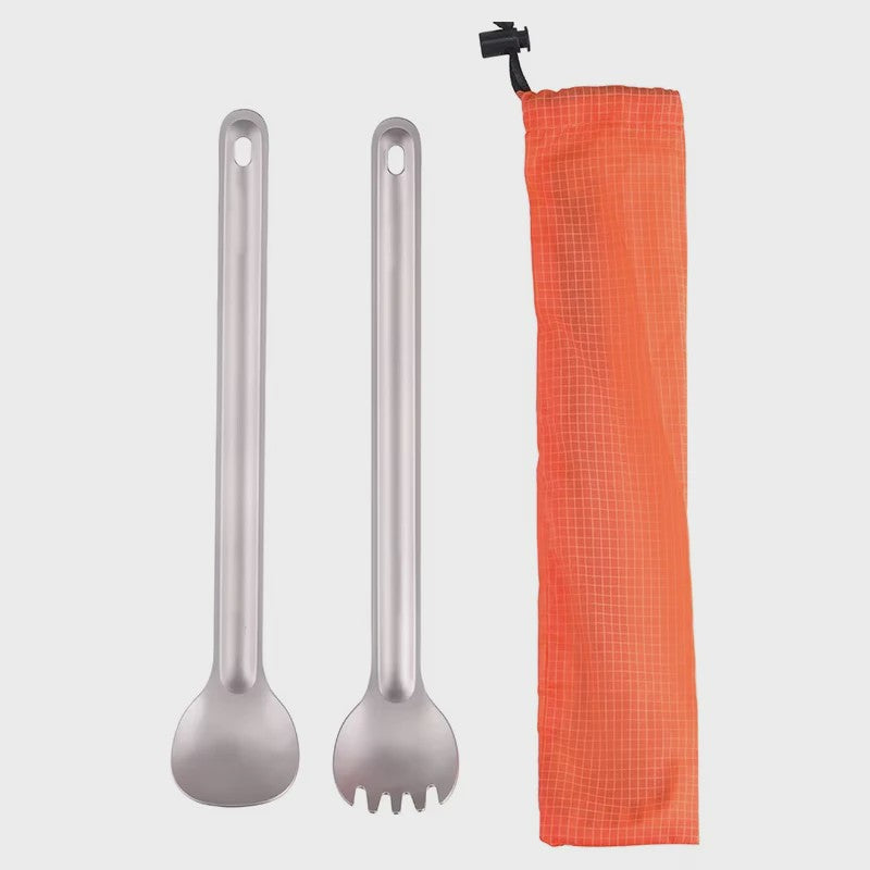 Tiartisan Titanium Spork: Ultralichte Lange Lepel & Vork voor Outdoor Avonturen