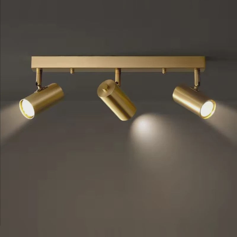 Moderne Gouden Plafondspot met 3 Draaibare Spots - Stijlvolle Woonkamer & Kledingkast Verlichting