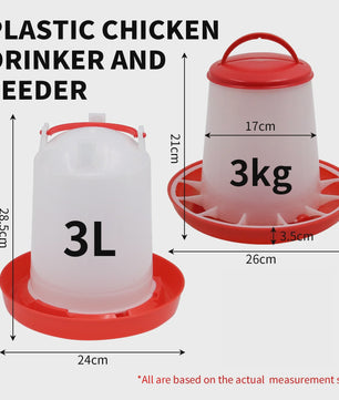 Automatische Kip Voer- en Waterdispenser 3kg/3L - Duurzaam Plastic voor Kippen en Kuikens