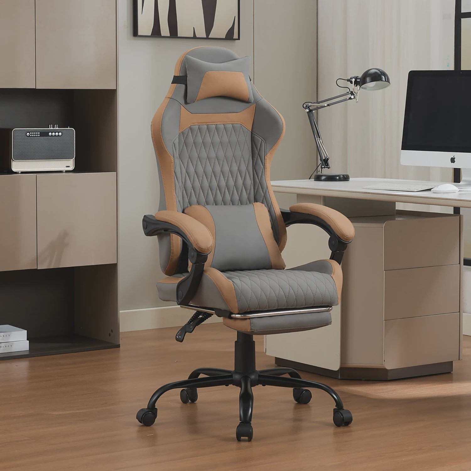 Ergonomische Gaming & Bureau Stoel met Voetensteun - Luxe Proteïne Leer