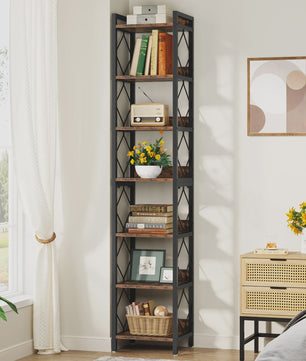 Tribesigns Hoge Smalle Boekenkast 7-Laags - Perfect voor Kleine Ruimtes