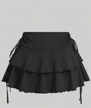 Zomerse Dames Rok: Hoge Taille, Slim Fit met Elastische Band en Ruffle Details