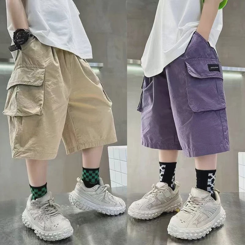 Zomerse Jongens Shorts met Grote Zakken - Katoen, Half Lang - Perfect voor Buiten & Sport (3-14 Jaar)