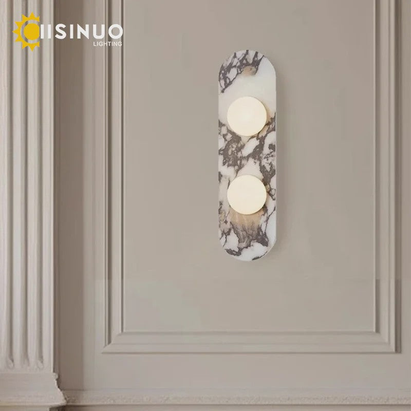 Luxe Marmeren Wandlamp met LED en Natuursteen - Sfeervolle Verlichting voor Woonkamer, Hal of Slaapkamer