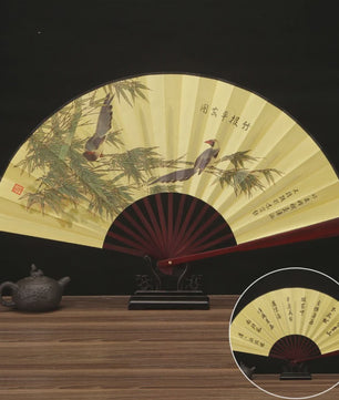 Chinese Vintage Vouwventilator 33cm met Houten Handvat - Klassiek en Stijlvol