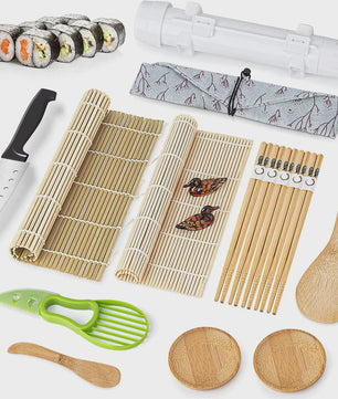 Compleet Sushi Maken Set: Bamboe Mats, Bazooka, Lepels, Eetstokjes & Meer