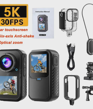 5K Mini Action Camera met Anti-Shake, Touchscreen & Waterdicht Ontwerp - Ideaal voor Motor, Fiets & Outdoor Sport