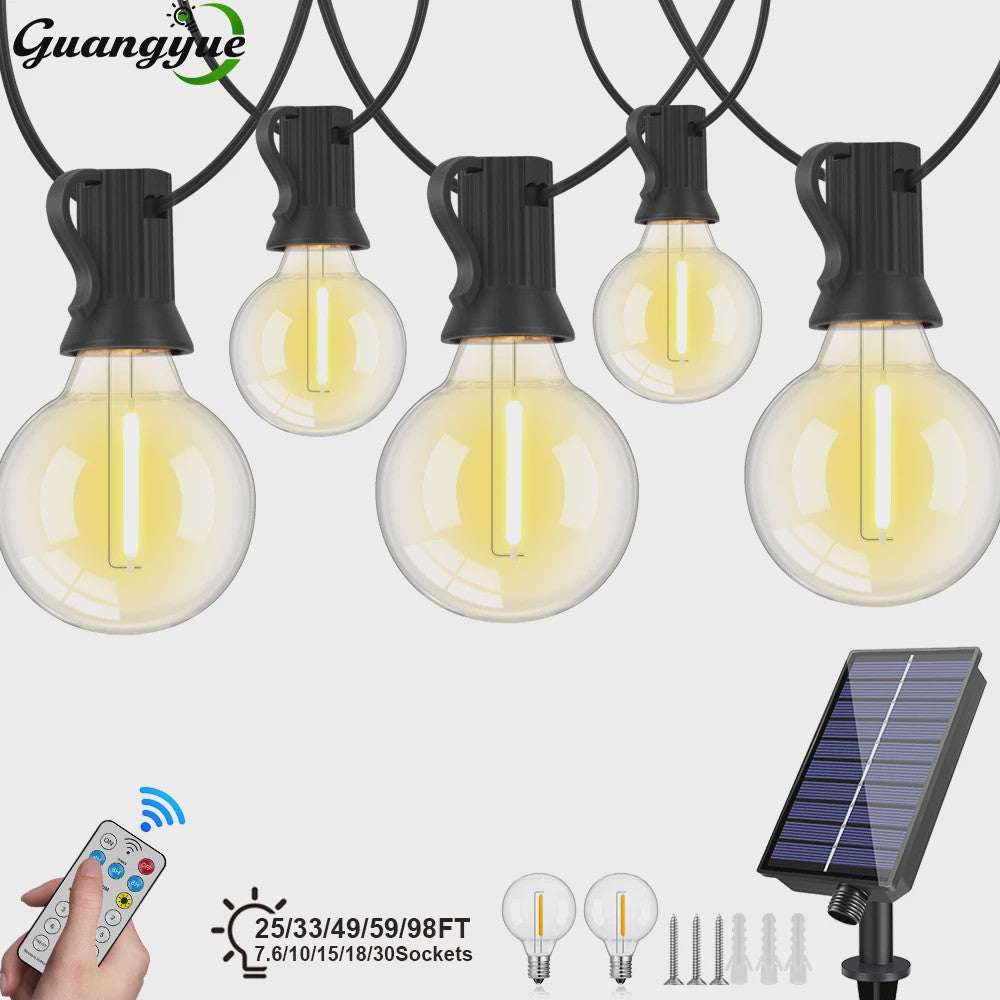 G40 Solar Tuinslinger met 25 Globe LED Lampen - Waterdicht & Dimbare Verlichting