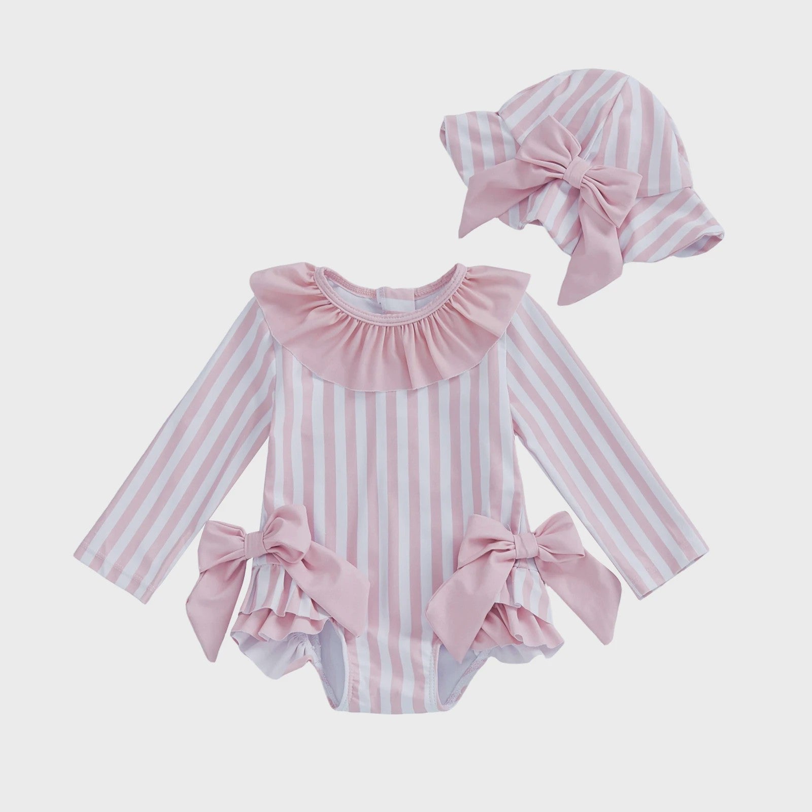 Babymeisjes Bikini met Strikken en Hoedje - Schattige Zomer Zwemkleding