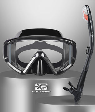 Complete Dry Snorkel Set voor Volwassenen: 3-Raams Anti-Condens Duikmasker met PC Lens en Snorkel