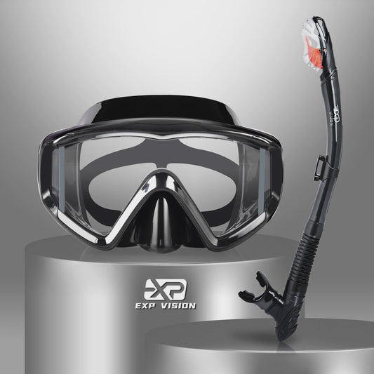 Complete Dry Snorkel Set voor Volwassenen: 3-Raams Anti-Condens Duikmasker met PC Lens en Snorkel