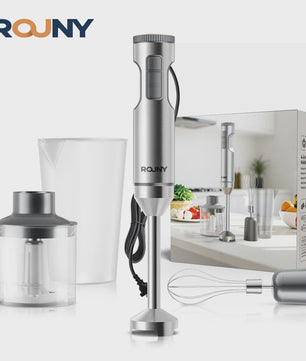 Krachtige 1200W Handmixer - 4-in-1 RVS Staafmixer met Hakker, Garde & Maatbeker