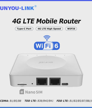 4G LTE WiFi 6 Router met SIM-kaart: 32 Apparaten, Type-C | Mobiele Draadloze Router