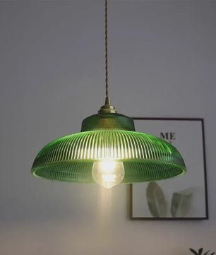 Groene Glazen Hanglamp Vintage - Sfeervolle Verlichting voor Woonkamer, Hal & Slaapkamer