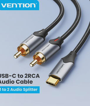Vention USB-C naar 2x RCA Kabel (Y-Splitter) - 2m - Voor Telefoon, Laptop, Versterker & TV
