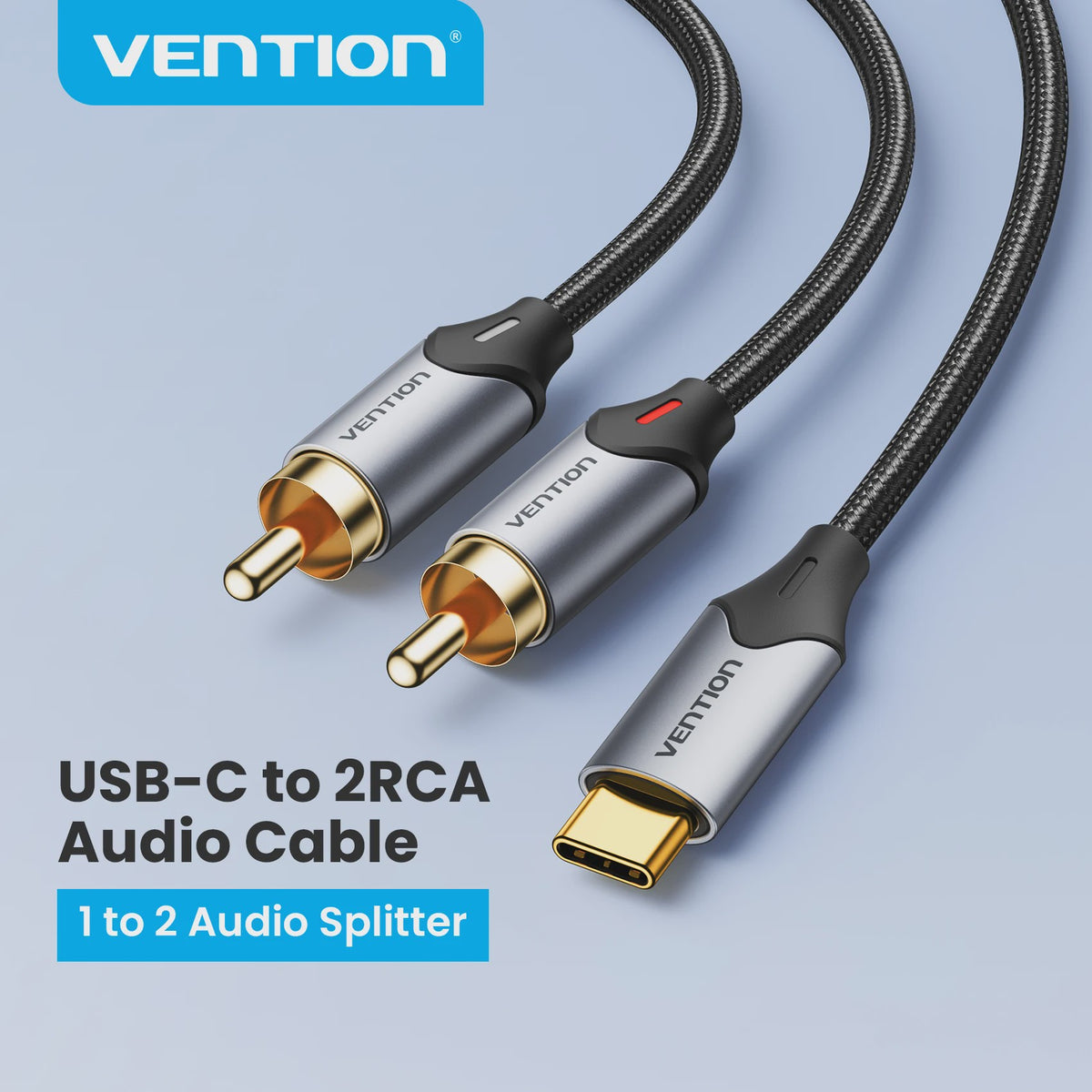Vention USB-C naar 2x RCA Kabel (Y-Splitter) - 2m - Voor Telefoon, Laptop, Versterker & TV