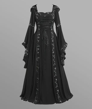 Lange Vintage Middeleeuwse Jurk - Gothic & Victoriaans Cosplay Kostuum met Flare Mouwen