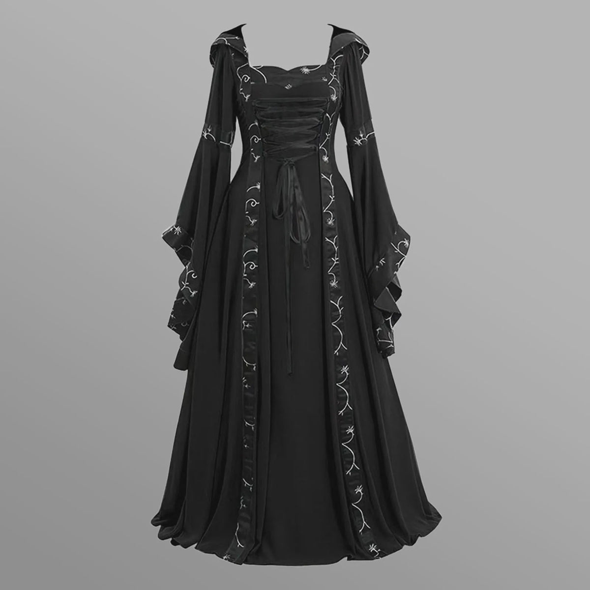 Lange Vintage Middeleeuwse Jurk - Gothic & Victoriaans Cosplay Kostuum met Flare Mouwen
