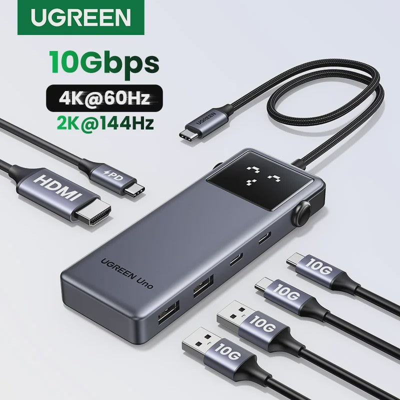 UGREEN Uno 6-in-1 USB-C Hub: 4K60Hz, 100W PD, 10Gbps Data Transfer & Docking Station