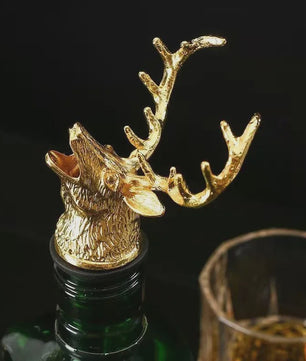 Gouden Hertenkop Fles Stopper & Schenktuit - Stijlvolle Wijn & Olie Dispenser