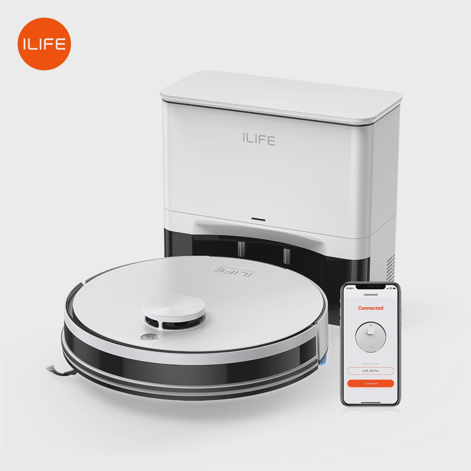 ILIFE A30 Pro Robotstofzuiger met Zelflegstation, 5000Pa Zuigkracht, LDS Navigatie & Dweilfunctie