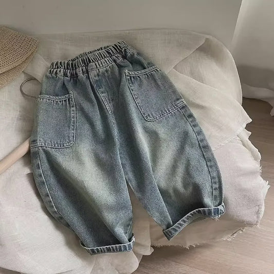 Jongens Denim Spijkerbroek met Elastische Taille en Zijzakken - Casual Lente/Herfst