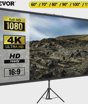 Draagbaar Projectiescherm met Statief - 16:9 4K HD - 60 t/m 110 Inch - Voor Binnen & Buiten Bioscoop