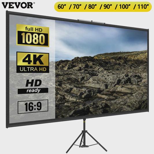 Draagbaar Projectiescherm met Statief - 16:9 4K HD - 60 t/m 110 Inch - Voor Binnen & Buiten Bioscoop