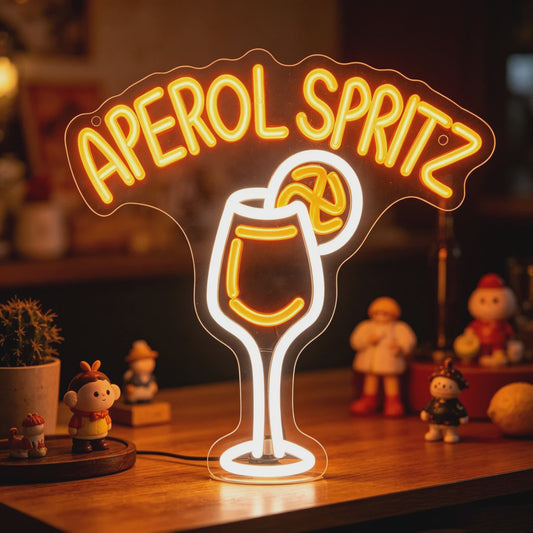 Aperol Spritz Neon LED Lichtbord - Cocktail Glas Decoratie